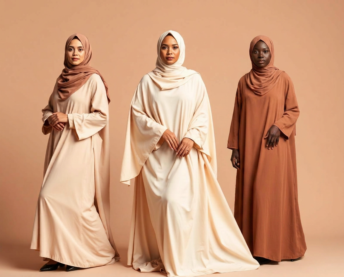 Trois femmes en abayas et hijabs élégants
